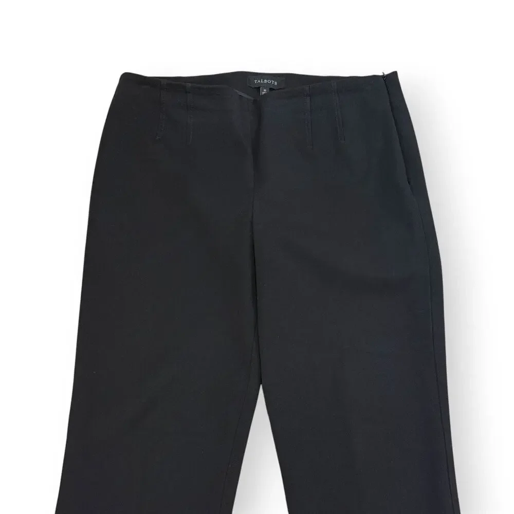 Talbots Black Ponte Dress Pants 10 Side Zip Straight Leg Stretch Trousers Office